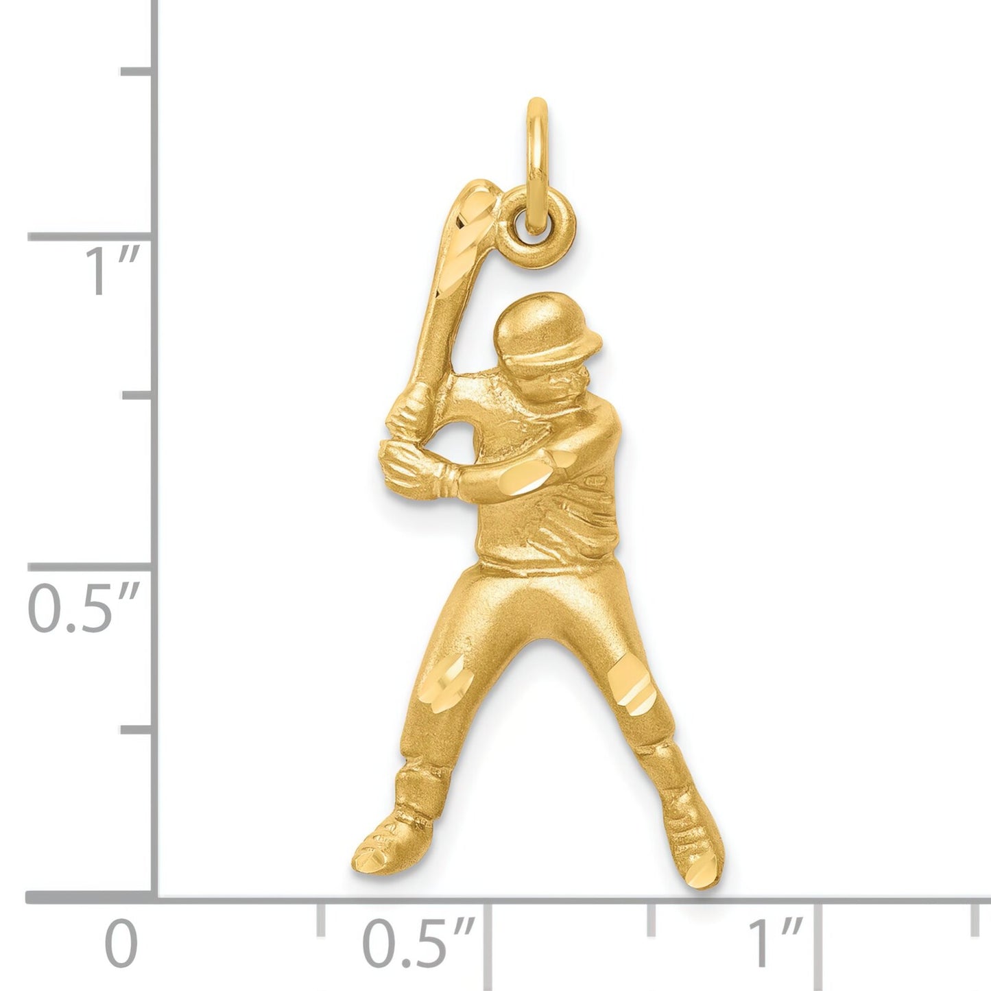 10K Gold Up To Bat Baseball Player Charm