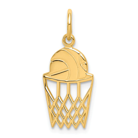 10K Gold Basketball in Hoop Charm