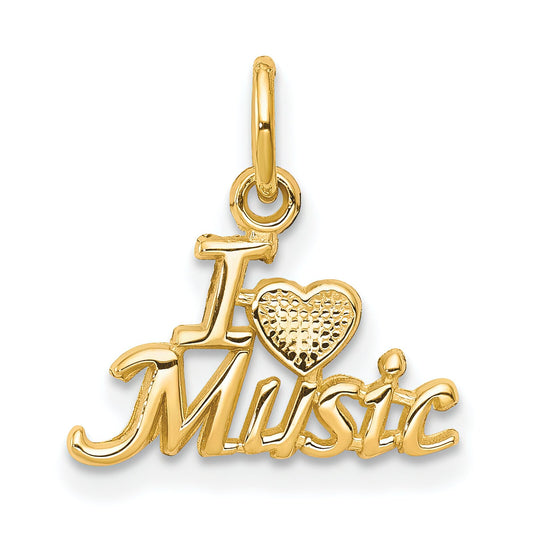 10K Gold I Love Music Charm