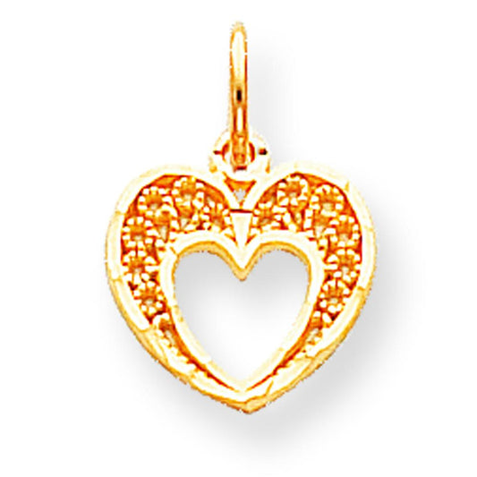 10K Gold Filigree Heart Charm