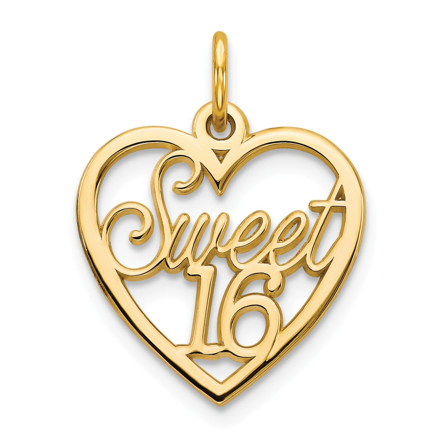 10K Yellow Gold Sweet 16 in Heart Charm