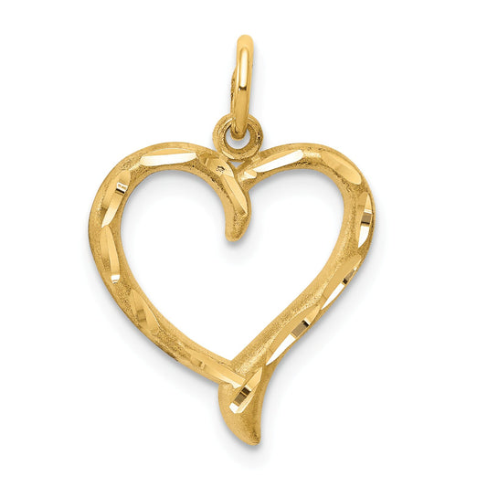 10K Yellow Gold Heart Charm Diamond Cut