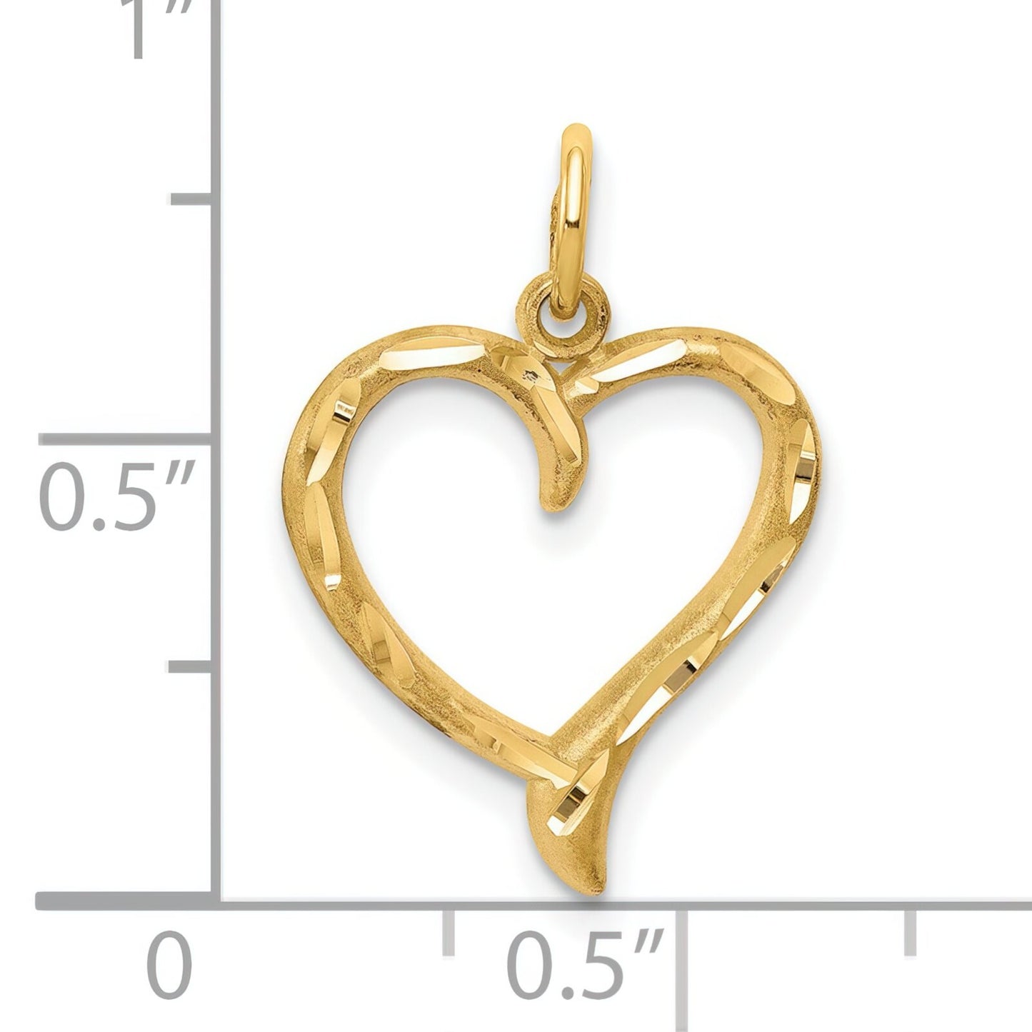 10K Yellow Gold Heart Charm Diamond Cut