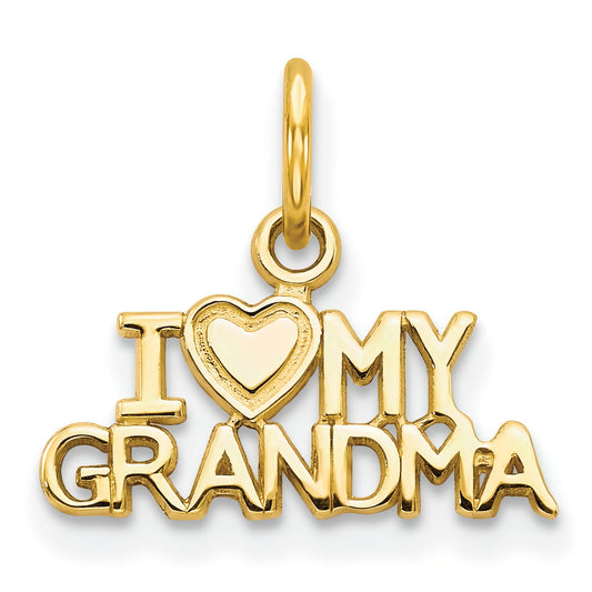 10K Yellow Gold I Love My Grandma Charm