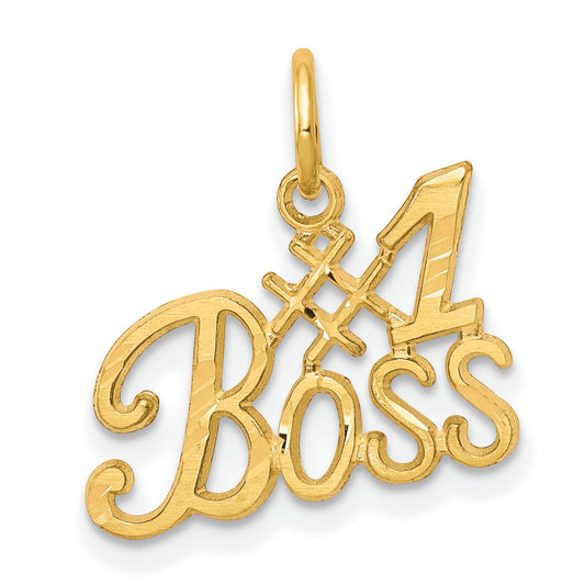 10K Yellow Gold #1 Boss Charm Diamond Cut