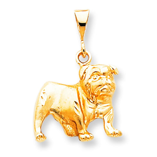 10K Yellow Gold Bulldog Charm Diamond Cut