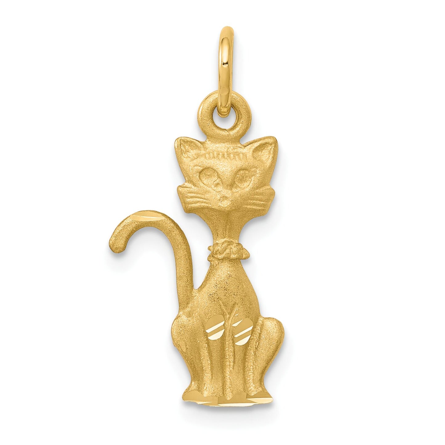 10K Yellow Gold Tom Cat Charm Diamond Cut