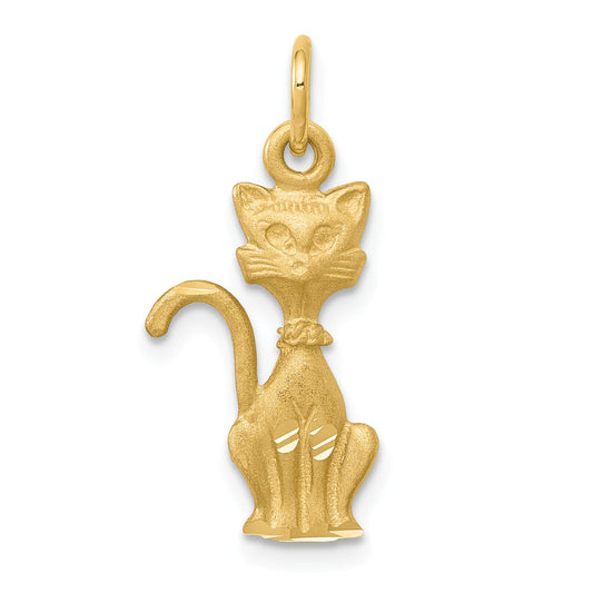 10K Yellow Gold Tom Cat Charm Diamond Cut