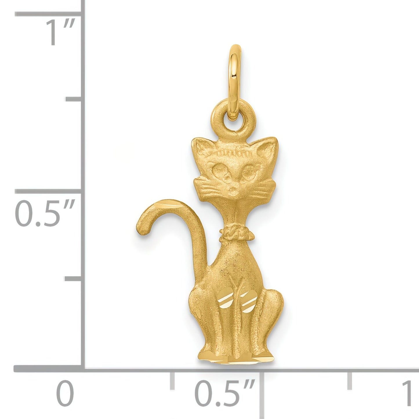 10K Yellow Gold Tom Cat Charm Diamond Cut