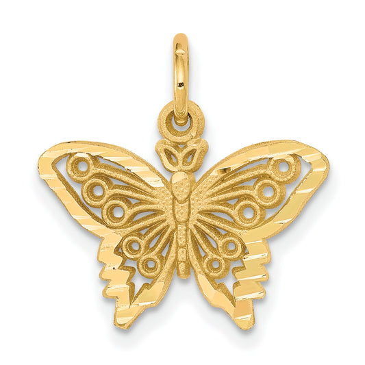 10K Yellow Gold Butterfly Charm Diamond Cut
