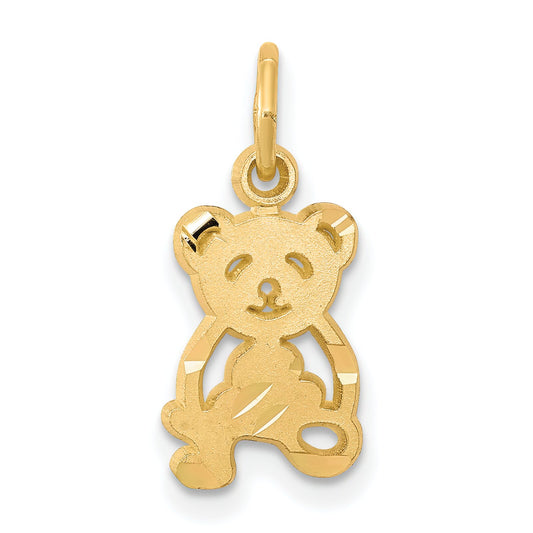 10K Yellow Gold Teddy Bear Charm Diamond Cut