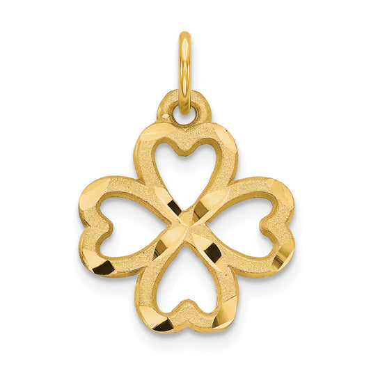 10K Yellow Gold 4 Leaf Clover Charm Diamond Cut