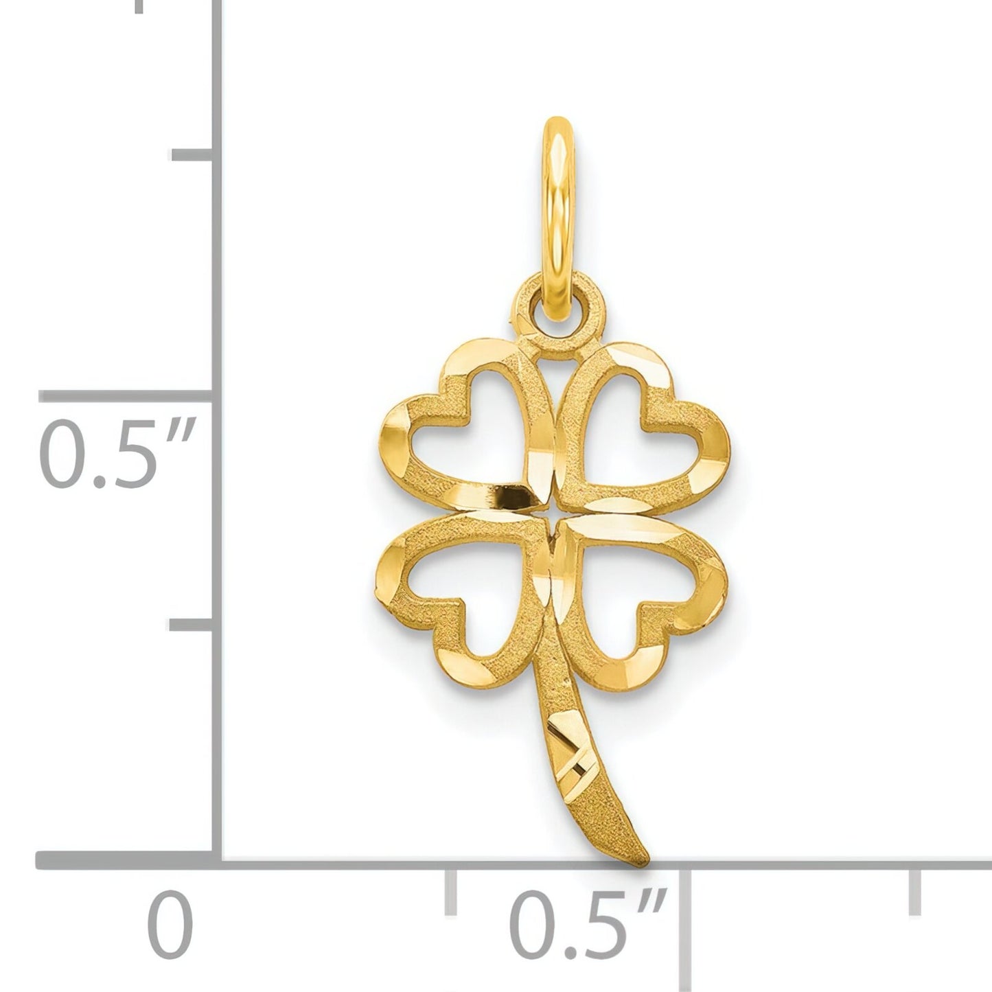 10K Yellow Gold Shamrock Charm Good Luck 4 Leaf Clover