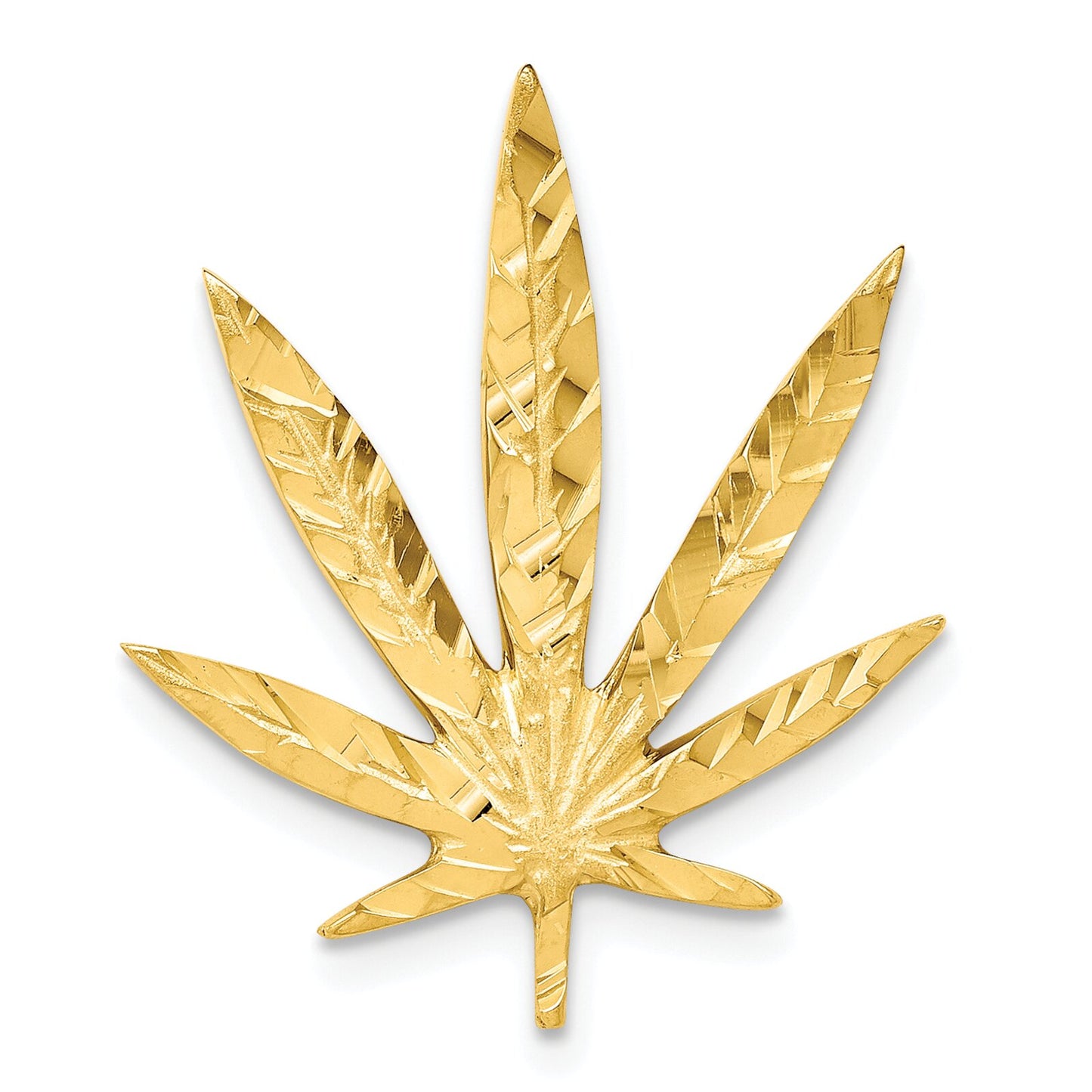 10K Yellow Gold Marijuana Leaf Charm Diamond Cut