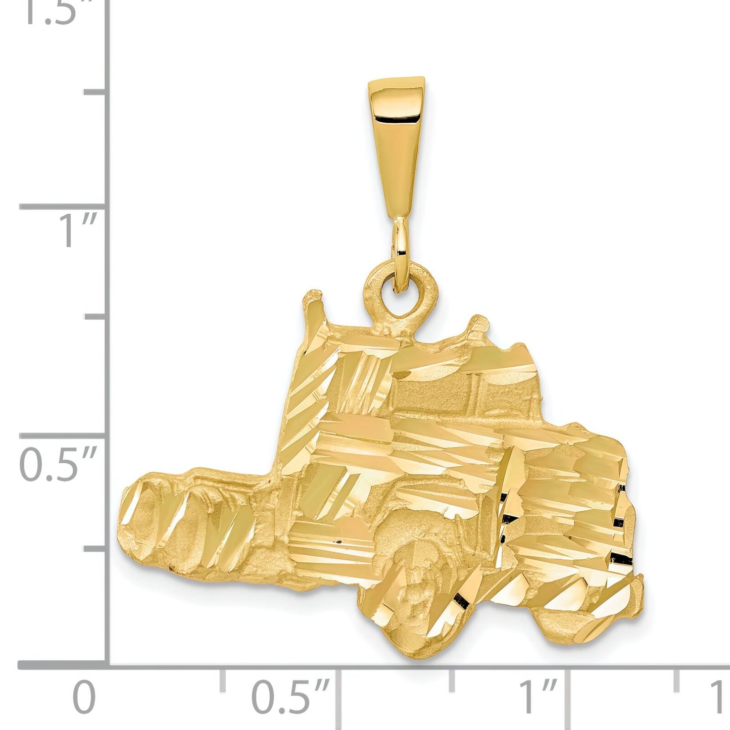 10K Yellow Gold Semi Truck Charm Diamond-Cut