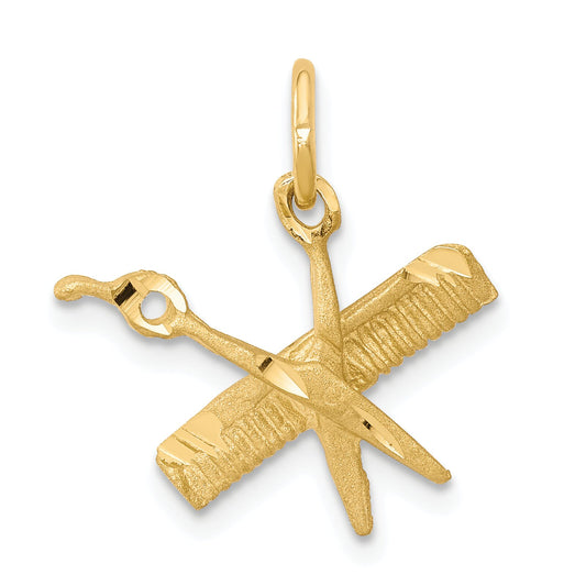 10K Yellow Gold Comb & Scissors Charm