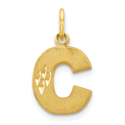 10K Yellow Gold Initial C Charm Diamond-Cut