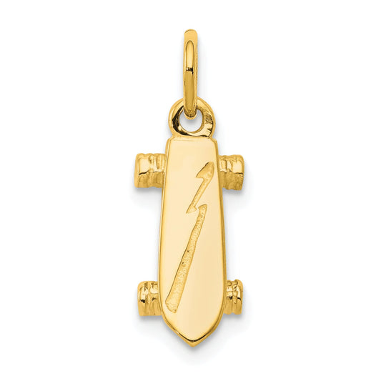 10K Yellow Gold 3D Skateboard Charm