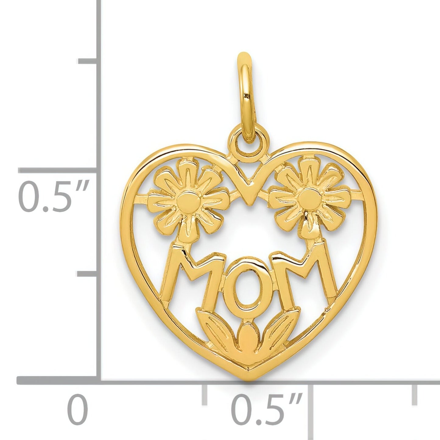 10K Yellow Gold Mom in Heart Charm