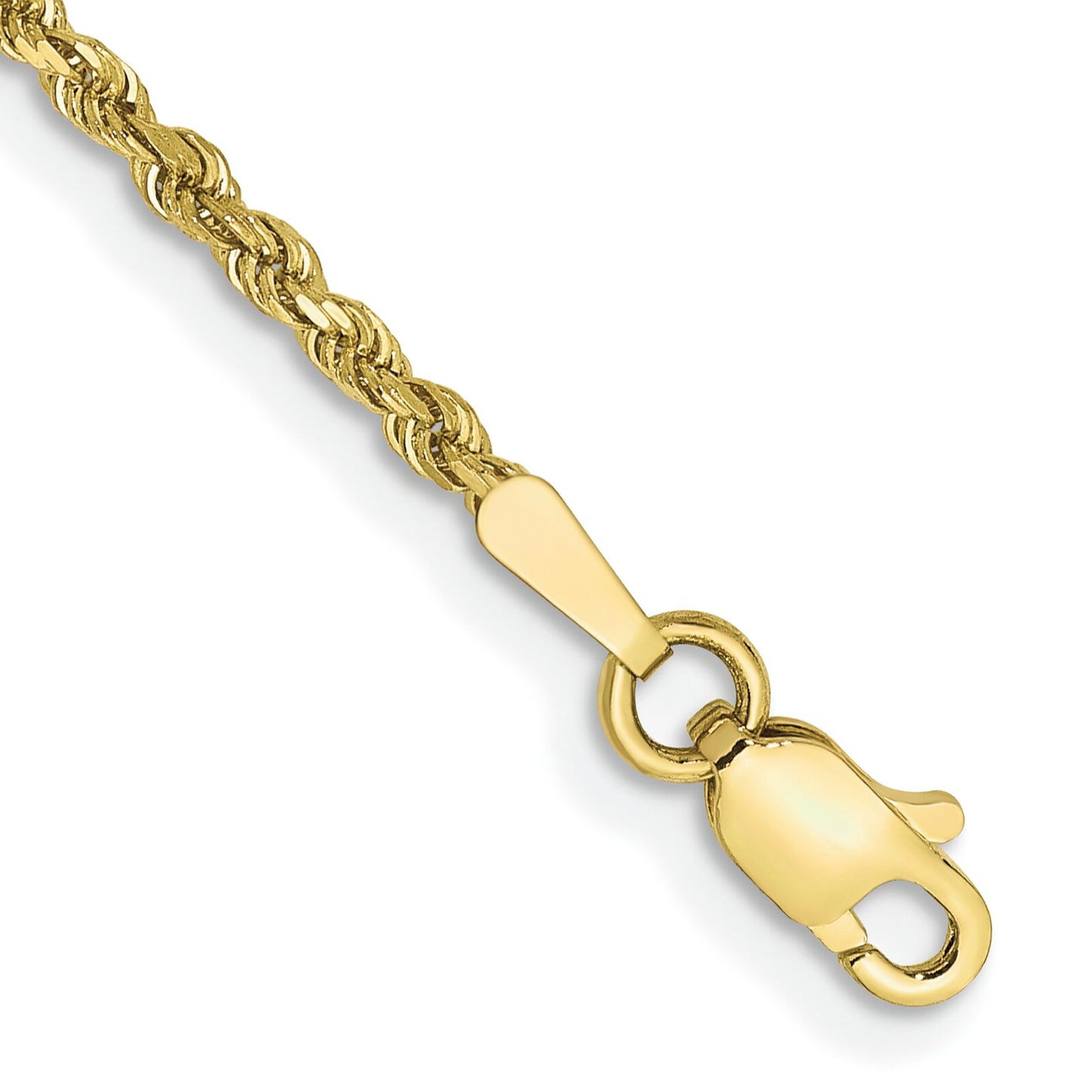 10K Gold 2mm Diamond Cut Rope Chain Bracelet