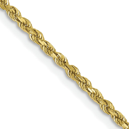10K Gold 2mm Diamond Cut Rope Chain Bracelet