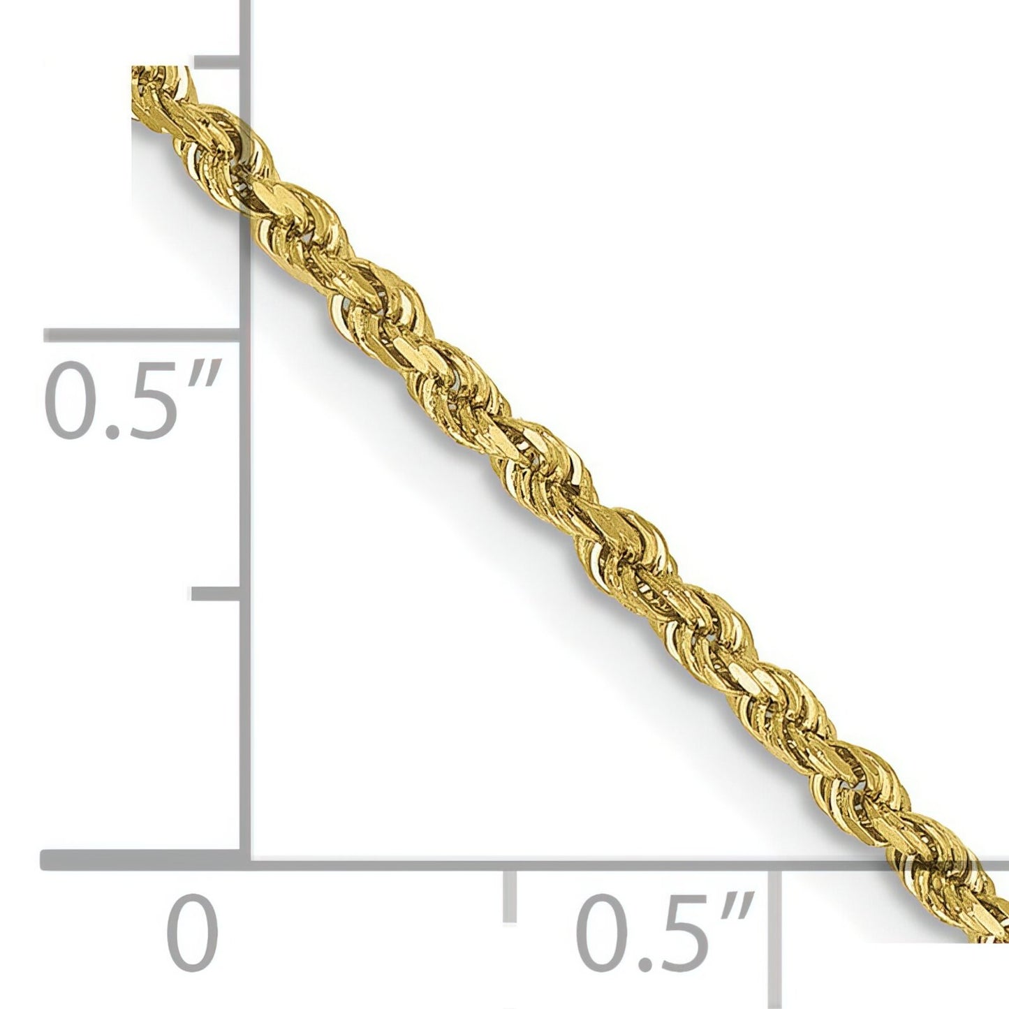 10K Gold 2mm Diamond Cut Rope Chain Bracelet