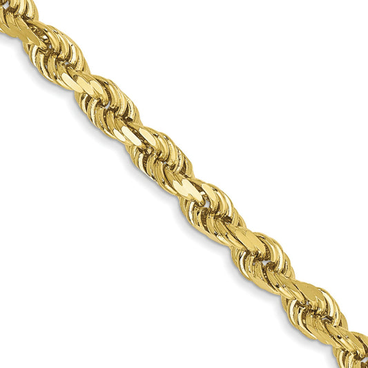 10K Gold 3mm Diamond Cut Rope Chain Bracelet