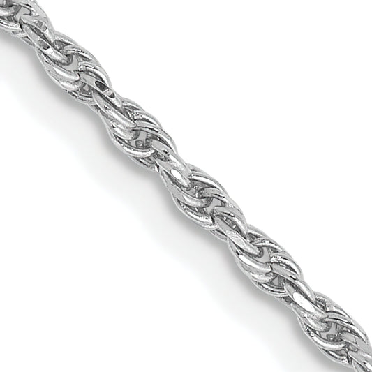 10K White Gold 2mm Diamond Cut Rope Chain