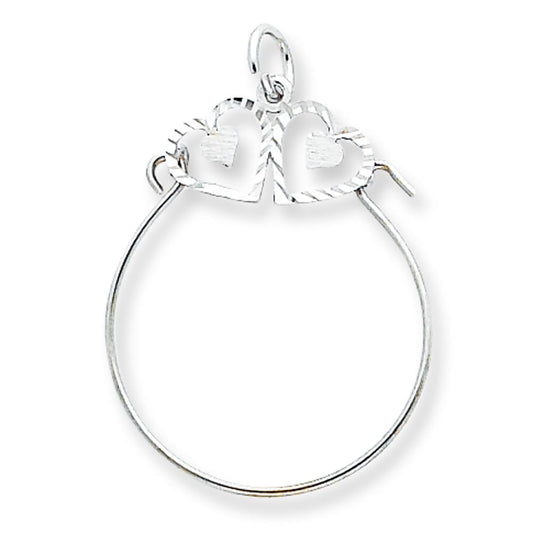 10K White Gold Double Hearts Charm Holder