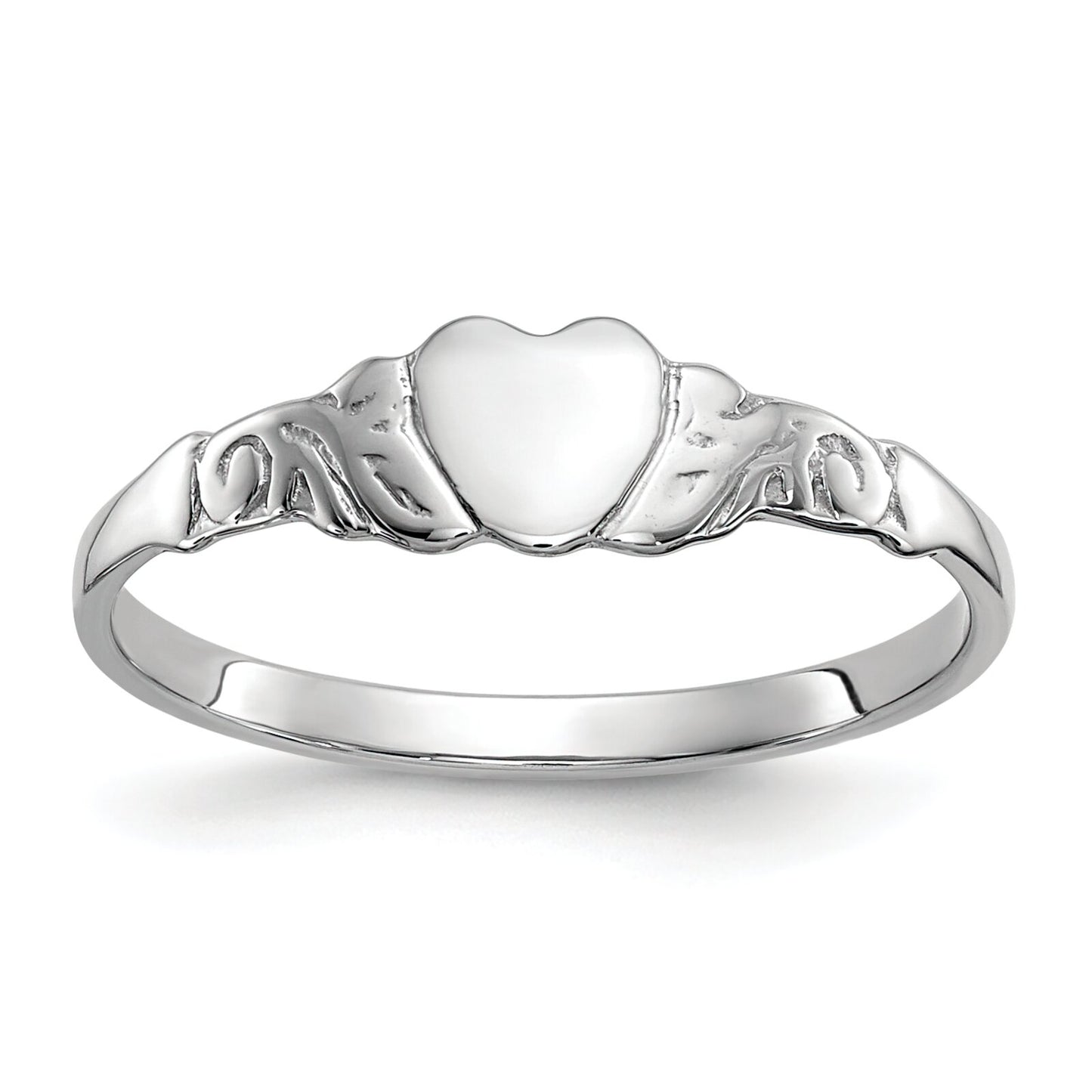 10K White Gold Heart Child's Ring Size 4.5
