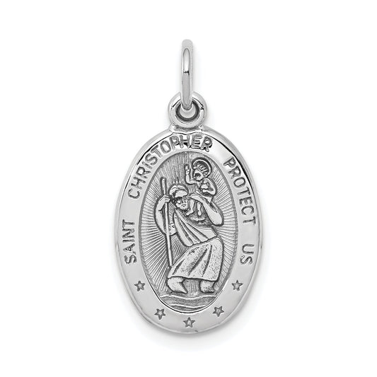 10K White Gold Saint Christopher Medal Charm