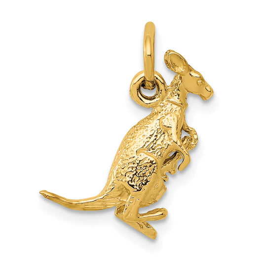 14K Yellow Gold 3D Kangaroo with Joey Charm