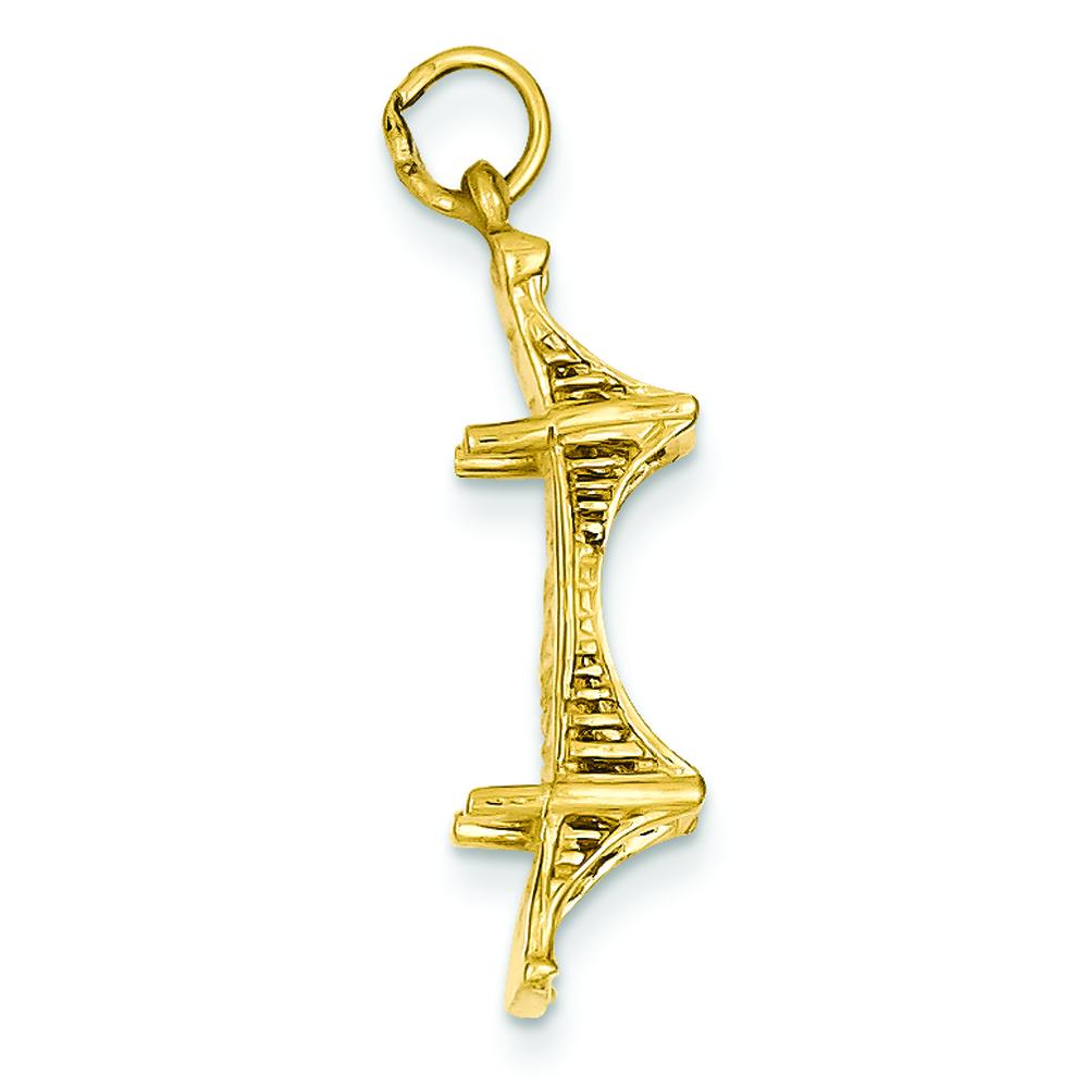 14K Yellow Gold 3D Mackinac Bridge Charm