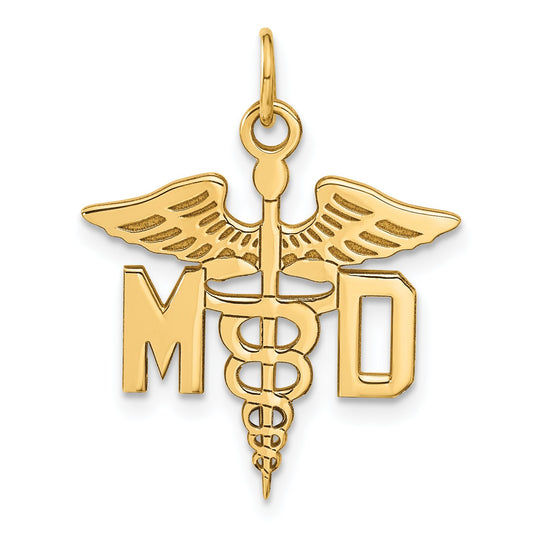 14K Yellow Gold MD Caduceus Charm
