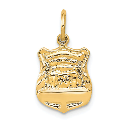 14K Yellow Gold Police Badge Charm Engravable