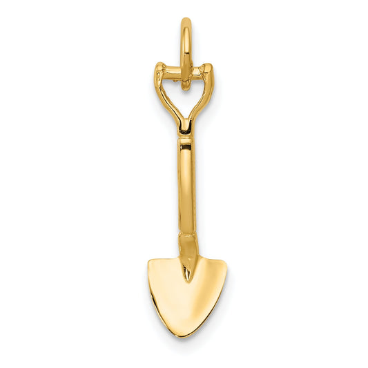 14K Yellow Gold 3D Spade Charm
