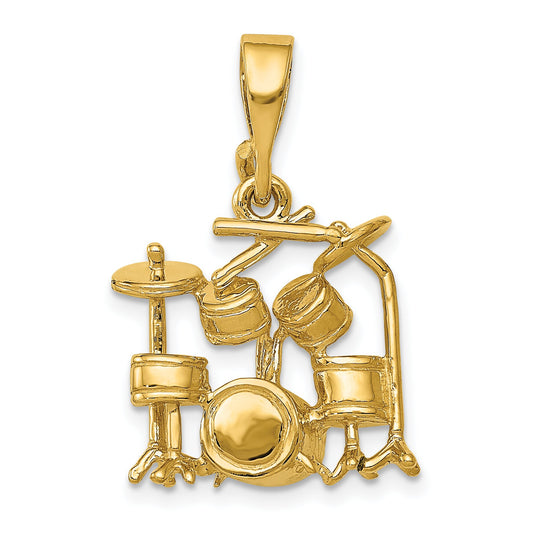 14K Yellow Gold Drum Set Charm