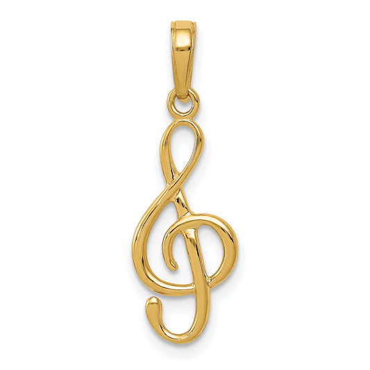 14K Yellow Gold Treble Clef Charm