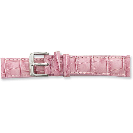 de Beer Pink Crocodile Grain Leather Watch Band (12 to 24mm)