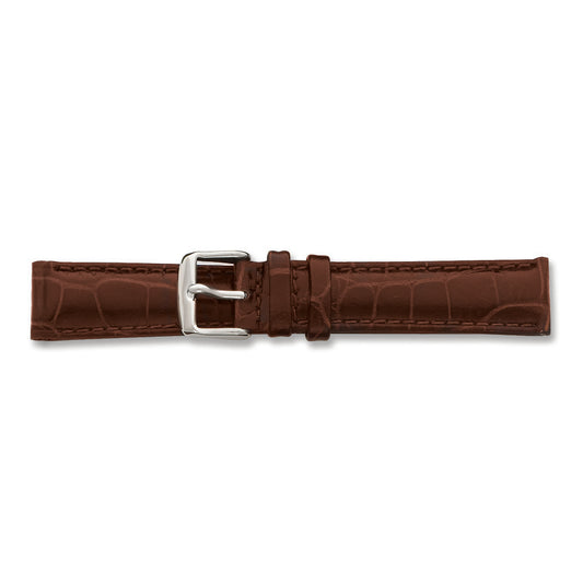 de Beer Brown Crocodile Grain Leather Watch Band (22 to 24mm)
