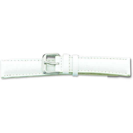 de Beer White Crocodile Grain Leather Watch Band (22 to 24mm)