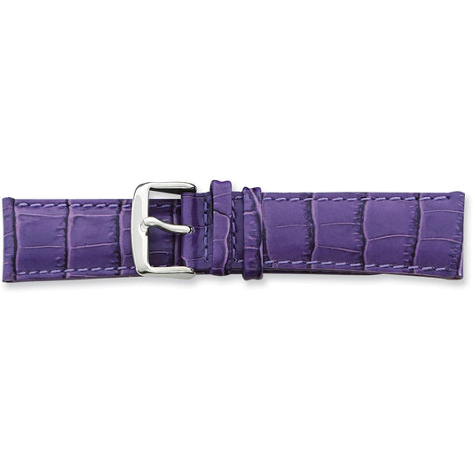 de Beer Purple Crocodile Grain Leather Watch Band (22 to 24mm)