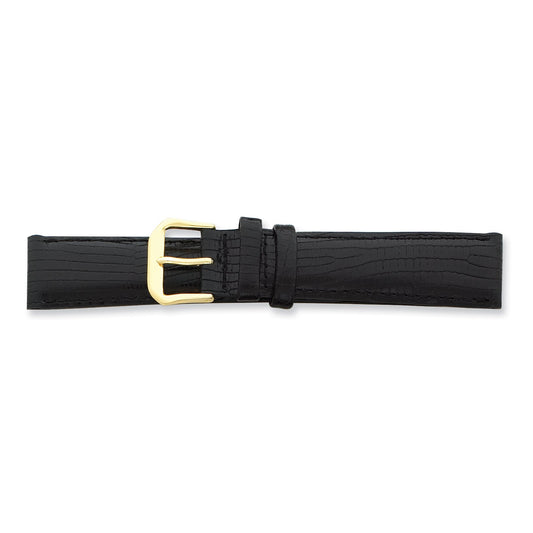 de Beer Black Snake Grain Leather Watch Band (12 to 20mm)