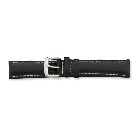 de Beer Black Crocodile Grain Leather Watch Band (18 to 24mm)