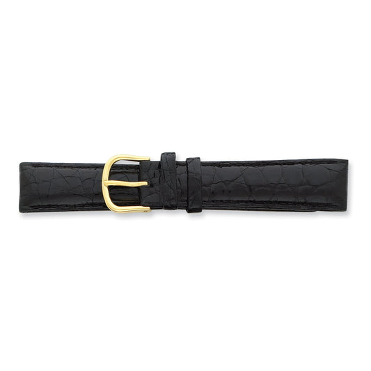 de Beer Black Genuine Crocodile Leather Watch Band (12 to 20mm)