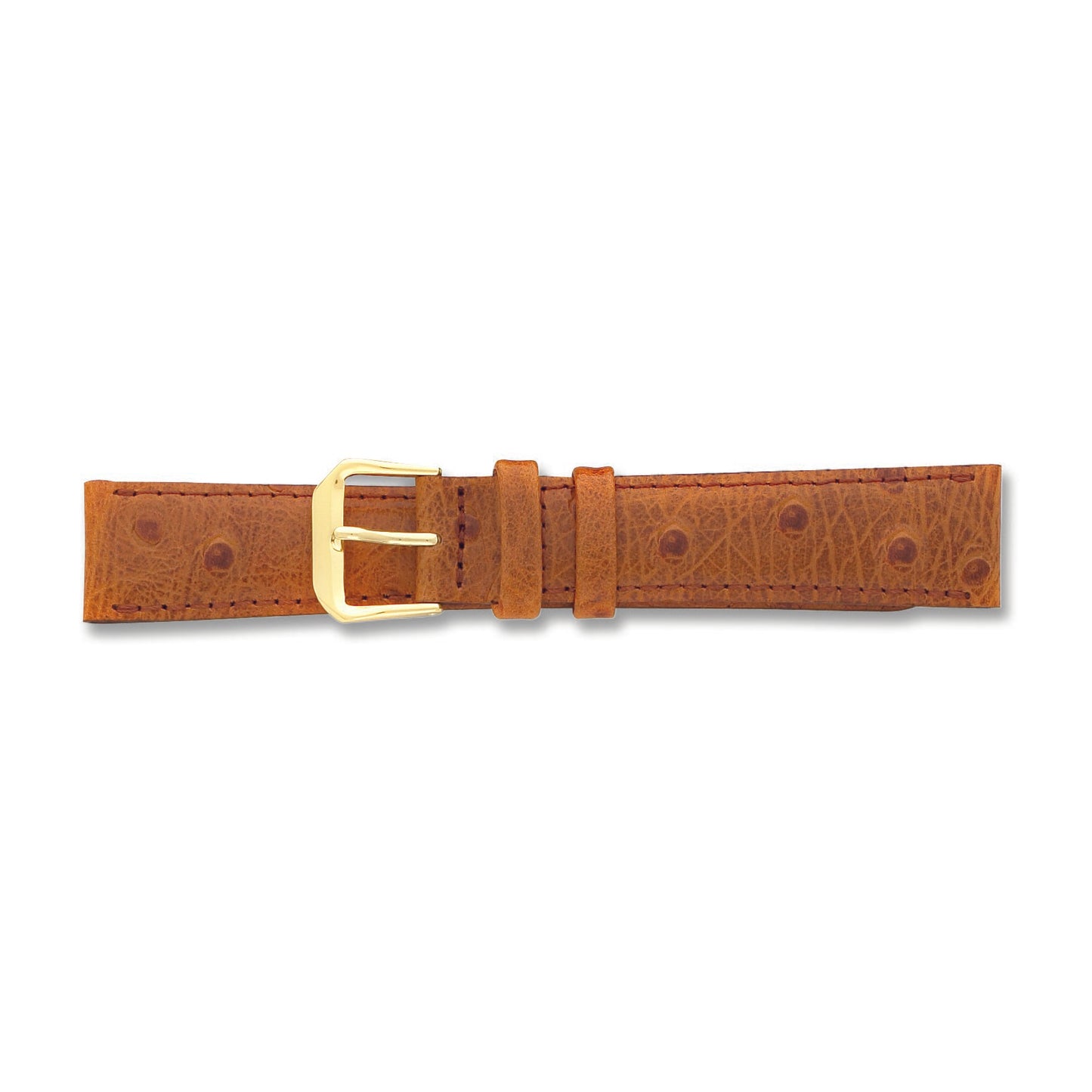 de Beer Brown Ostrich Grain Leather Watch Band (12 to 20mm)