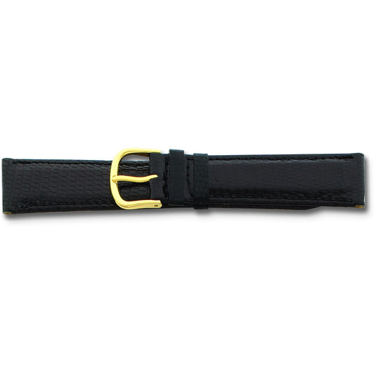 de Beer Black Genuine Lizard Leather Watch Band (12 to 20mm)
