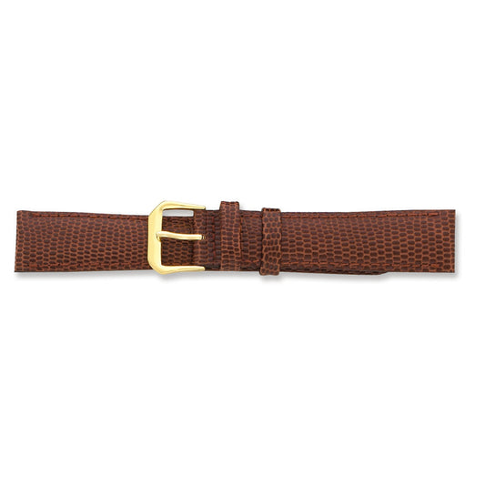de Beer Brown Lizard Grain Leather Watch Band (12 to 20mm)