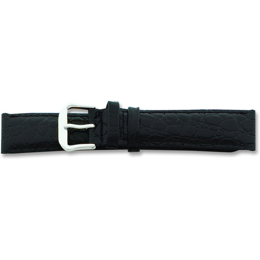 de Beer Black Alligator Grain Leather Watch Band (16 to 20mm)