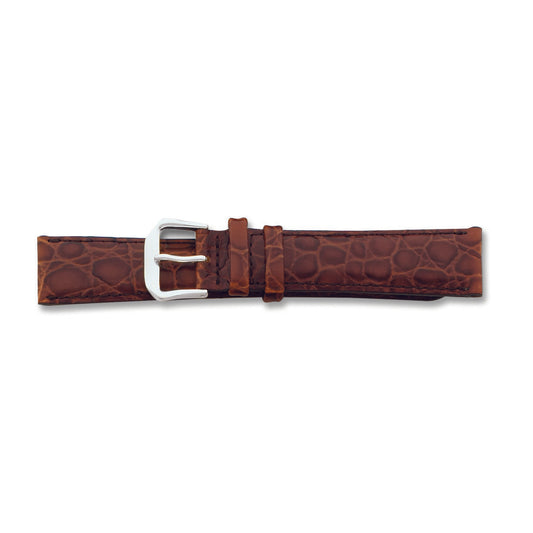 de Beer Brown Alligator Grain Leather Watch Band (16 to 20mm)